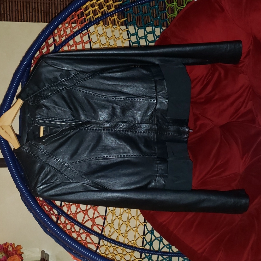 Leather jacket BCBG Malaysia black large - Picture 1 of 4